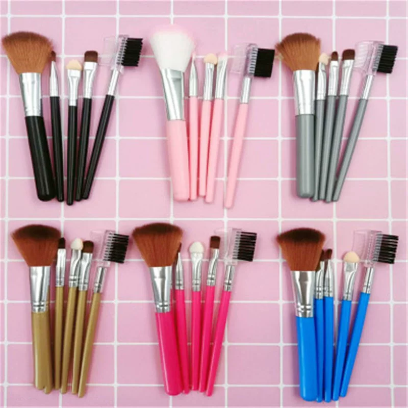 Handheld brush, set, small face blush for eyelashes, 5 pieces, for beginners