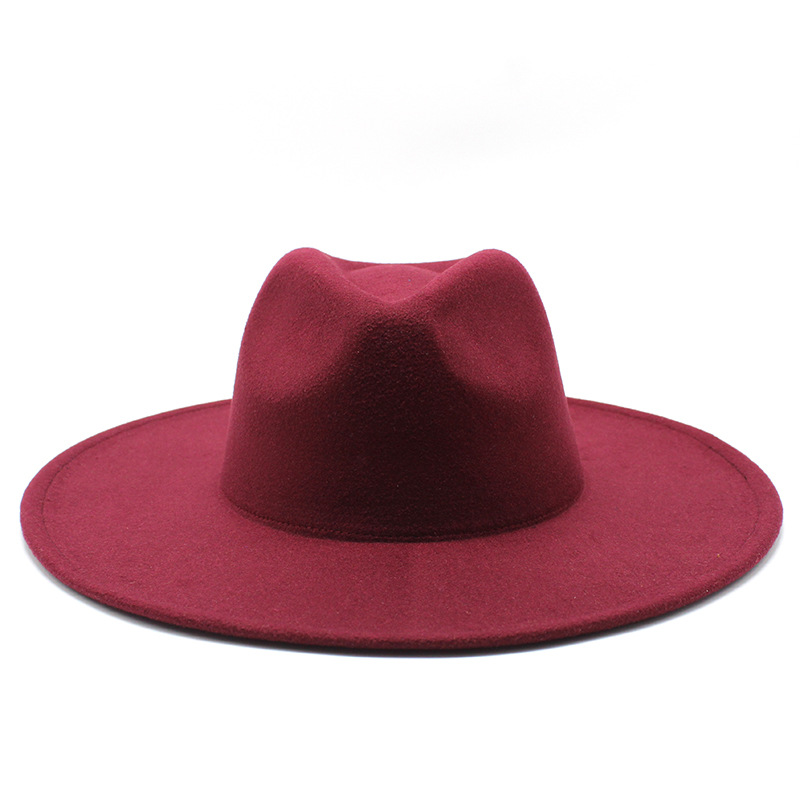 Unisex Elegant Solid Color Big Eaves Flat Eaves Fedora Hat display picture 2