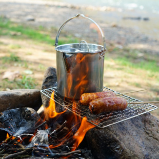 Outdoor 304 stainless steel barbecue net camping barbecue net square reusable grilled fish barbecue grill mesh