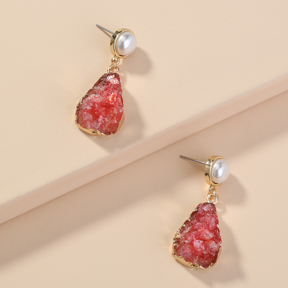 Pearl Water Droplets Imitation Natural Stone Earrings display picture 4