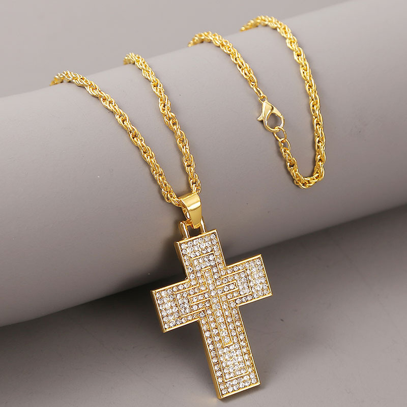 Exaggerated Fashion Cross Rhinestone Hip Hop Necklace Pendant Jewelry Wholesale Nihaojewelry display picture 5