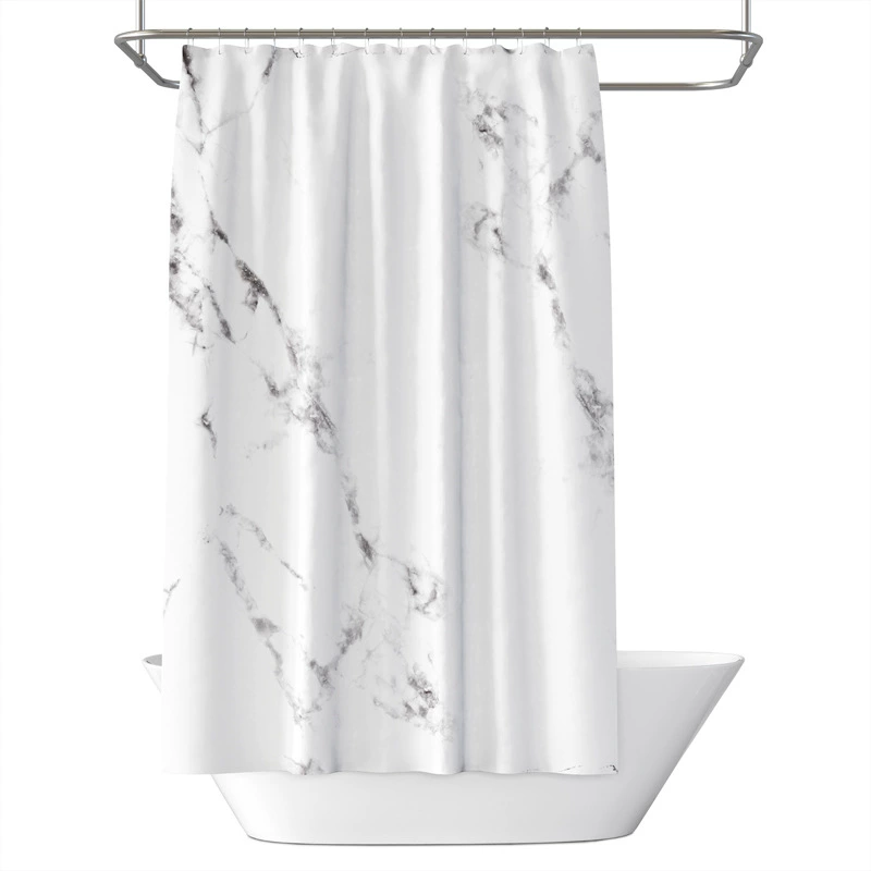 Scandinavian marble waterproof curtain, cloth, 3D digital printing service, simple cut, polyester, (Cross-border trading)