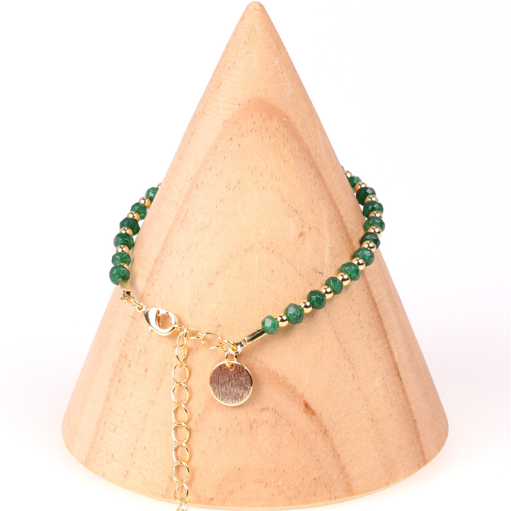 Nueva Moda De Piedra Natural Color Mezclado Pulsera De Cuentas De Cobre Plateado Pulsera De Oro Verdadero Al Por Mayor display picture 1