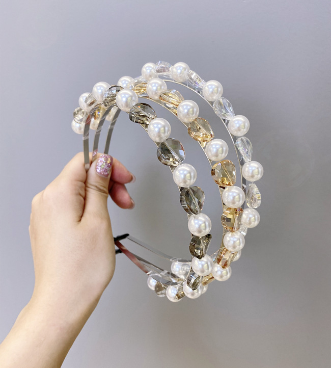 Baroque Pearl Hair Hoop Korean Hand-made Crystal Hair Cave Bride Hair Accessories Thin-edged Headband Wholesale Nihaojewelry display picture 13