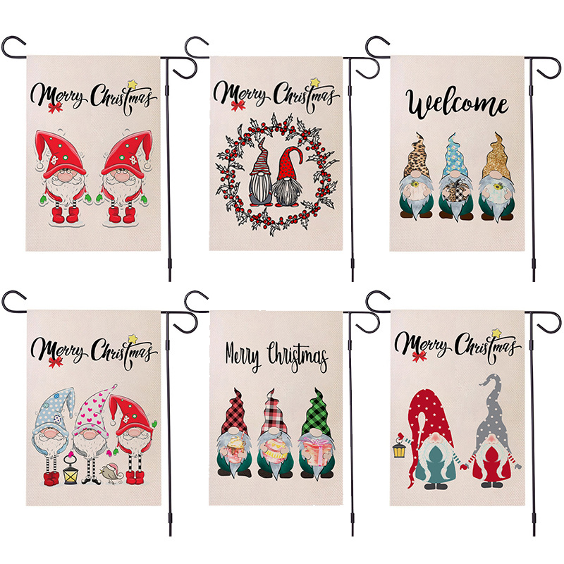 冬季新款圣诞节旗帜圣诞老人花园旗麻布欢迎庭院旗帜圣诞快乐旗帜