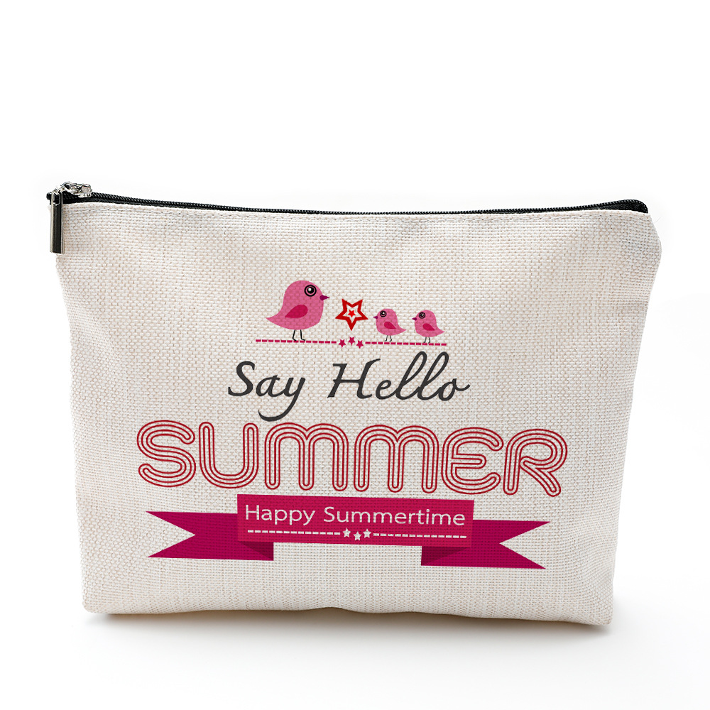 夏日化妆包防水棉麻拉链袋 化妆品饰品收纳袋 旅行洗漱用品收纳包