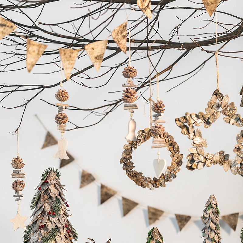 Navidad natural pinos pentacos amor árbol de Navidad colgante colgante decoración de Navidad colgante decoración de techo
