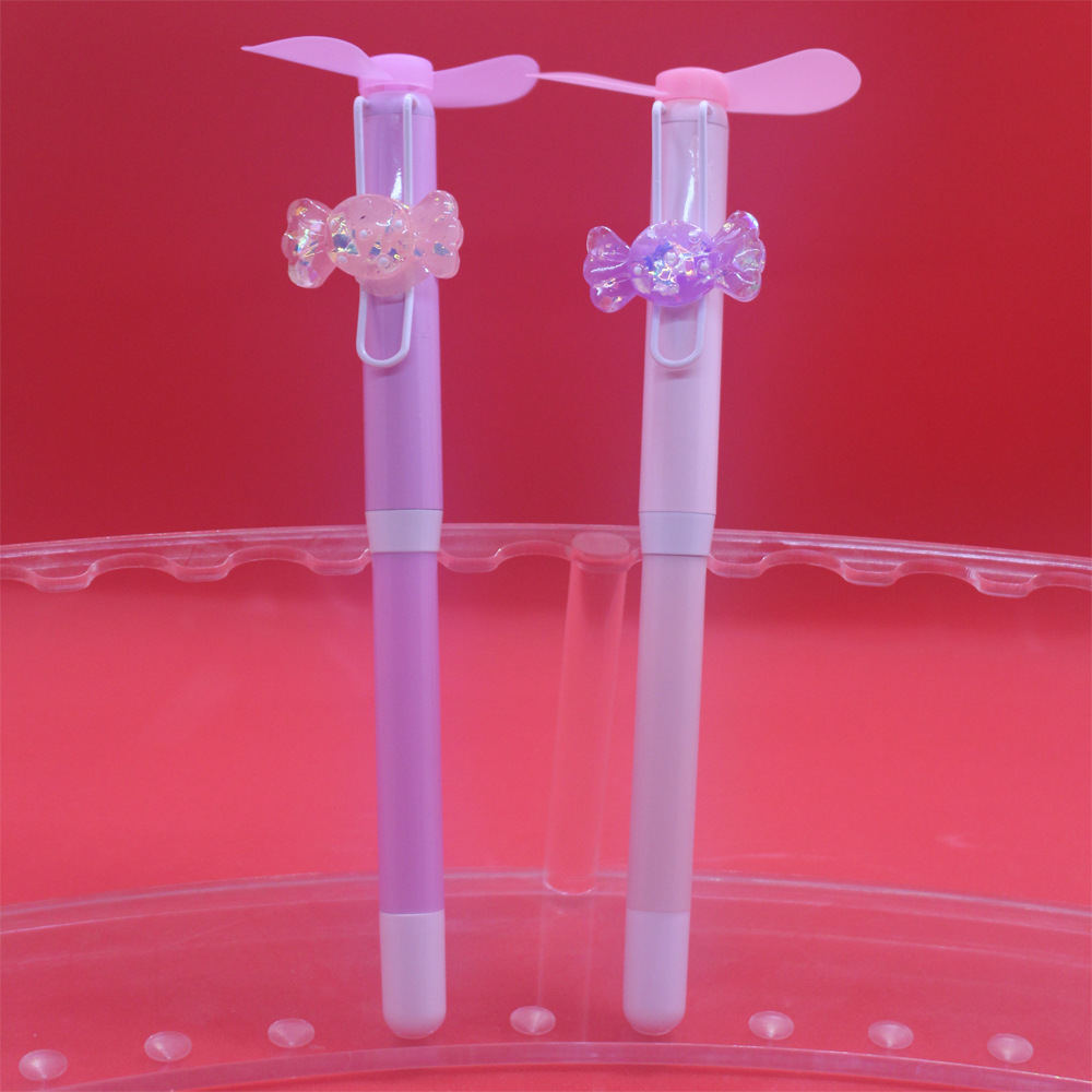 中性芯风扇笔 带精美挂饰 日韩风格0.5MM中性笔 文具店畅销电子笔