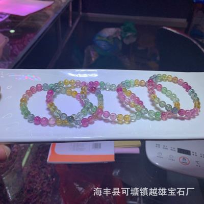 越雄珠宝批发 天然水晶石碧玺冰淇淋糖果马卡龙单圈手链串配饰DIY|ms