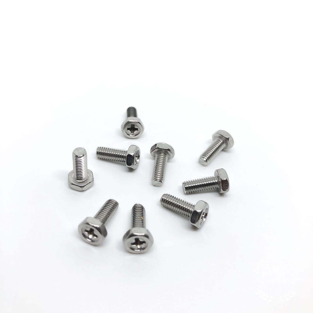 304不锈钢十字凹脑外六角螺钉M3外六角螺丝GB29.2十字六角机螺丝