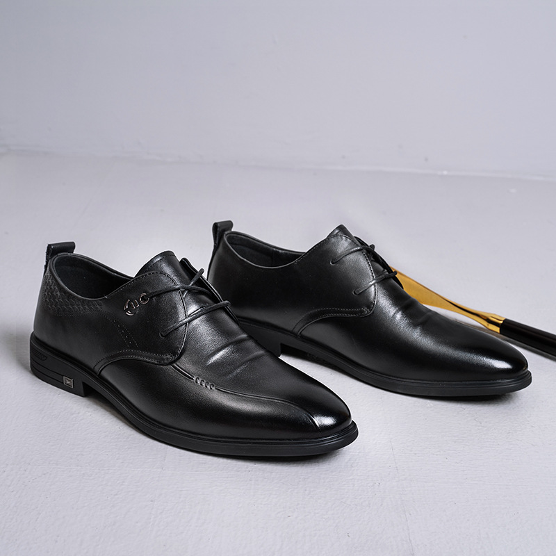 First layer cowhide small size men's shoes four seasons men's genuine leather dress shoes one foot single shoe business work shoes leather shoes