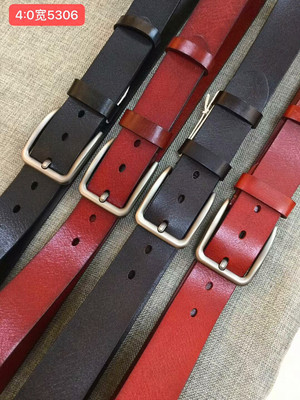 头层牛皮腰带5306#4.0宽裤带简约百搭男士皮带批发|ms