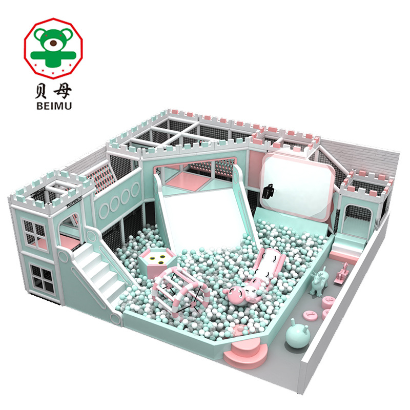 马卡龙系列儿童淘气堡大滑梯网红互动投影砸球设备亲子游乐园设备|ms