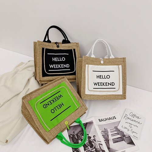 Cross-border bags for women  new Korean style cotton and linen handbags woven women's bags linen retro handbags