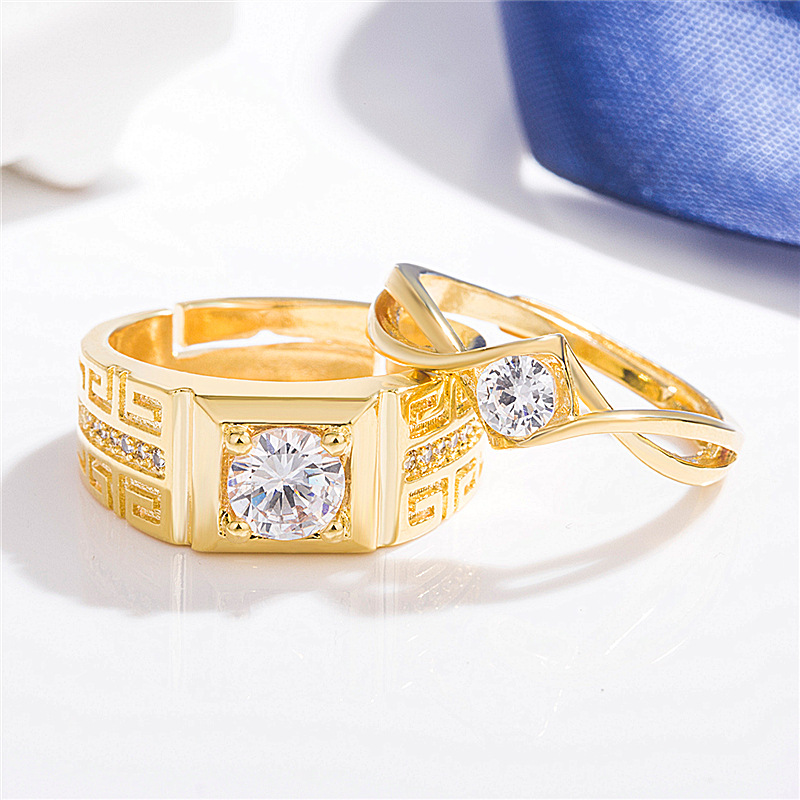 Men's Zircon Open Ring With Great Wall Texture Designer Style_voghion.com