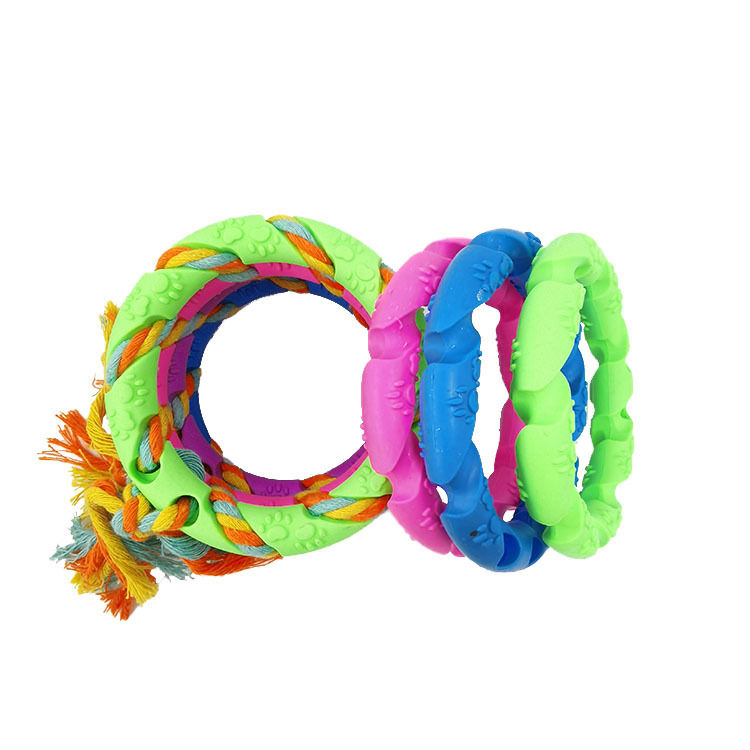 Venta directa de fábrica TPR cuerda de algodón para mascotas cuerda de juguete grande círculo mordedura perro entrenamiento perro juguete para mascotas suministros