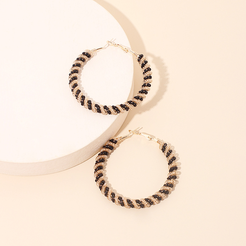 100g Weight Earrings Classification Wedding, Travel, Birthday, Festival Occasion Women'S Gender Black Color Hot Selling Golden Geometric Bohemian Big Earrings 4