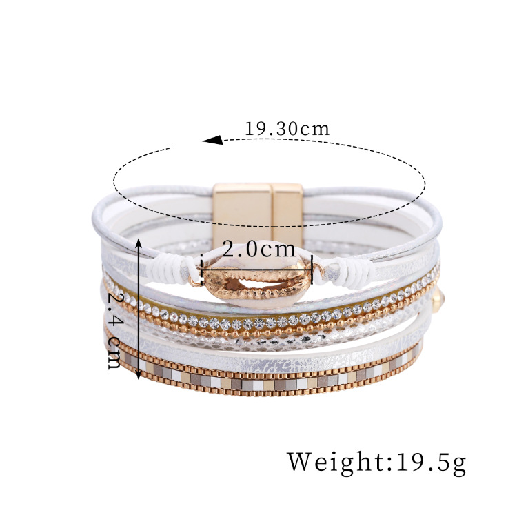 Bohemian shell leather bracelet