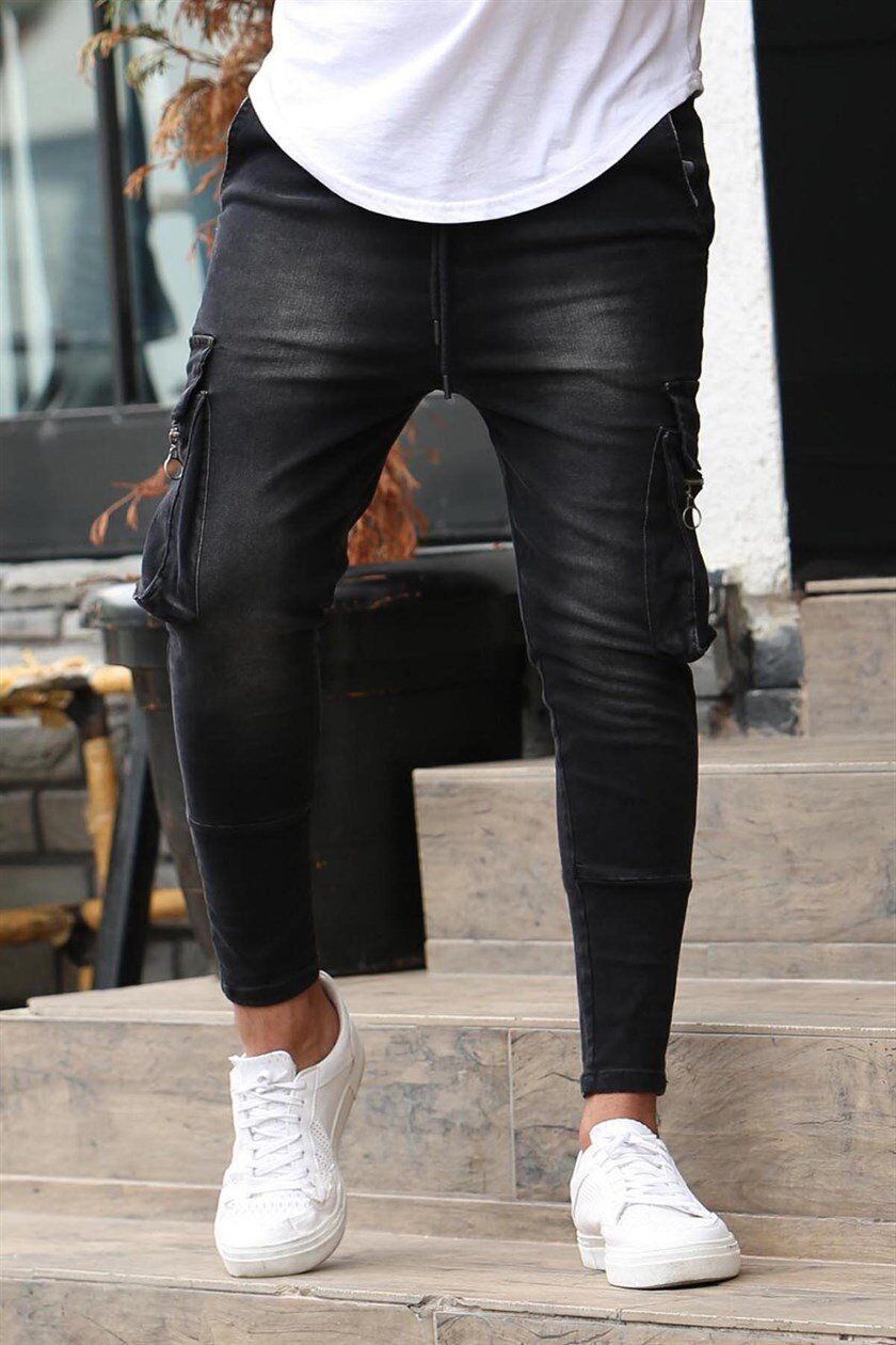 Men's Stretch Jeans With Multi Pockets And Zipper Decoration_voghion.com