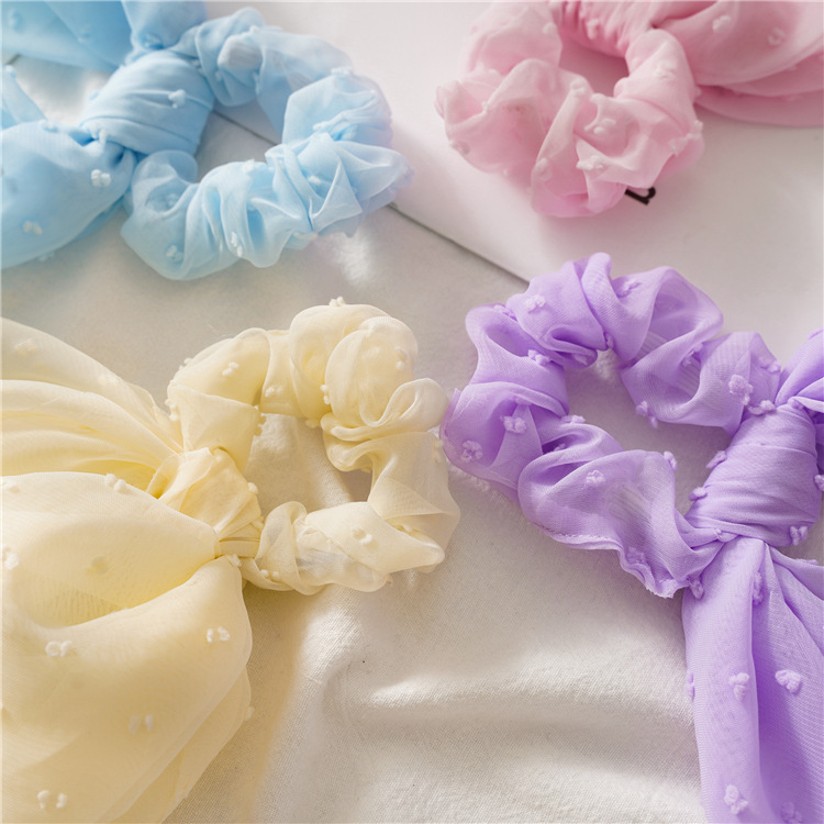 Simple Style Solid Color Cloth Net Yarn Hair Tie 1 Piece display picture 3