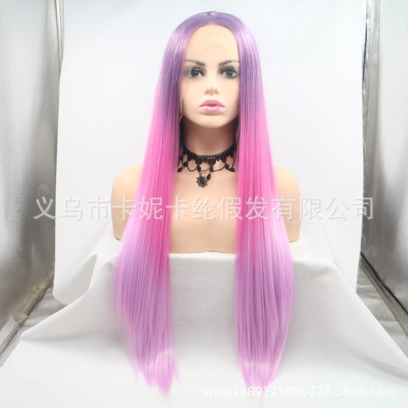 Peluca de encaje de pelo liso de longitud media multicolor M0141