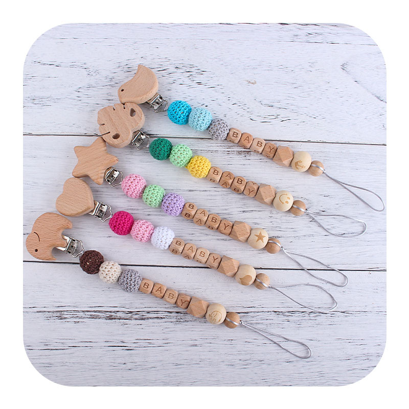 Bebé suministros caliente animal haya chupete clip DIY bebé creativo nombre chupete cadena anti-caída de la cadena