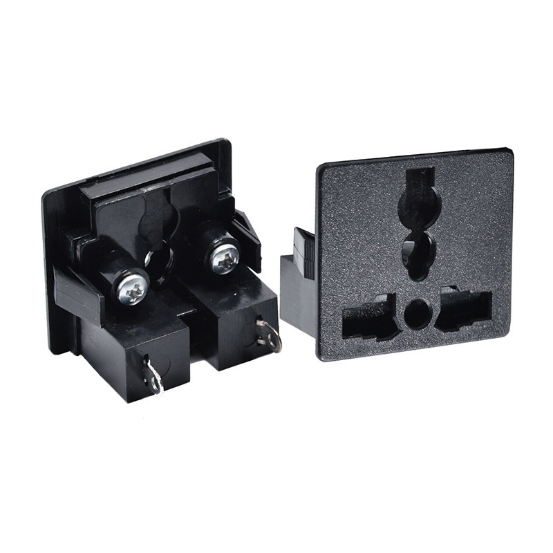 卡入式万用插座带儿童保护片 卡位式万用插座带安全门 卡扣式插座