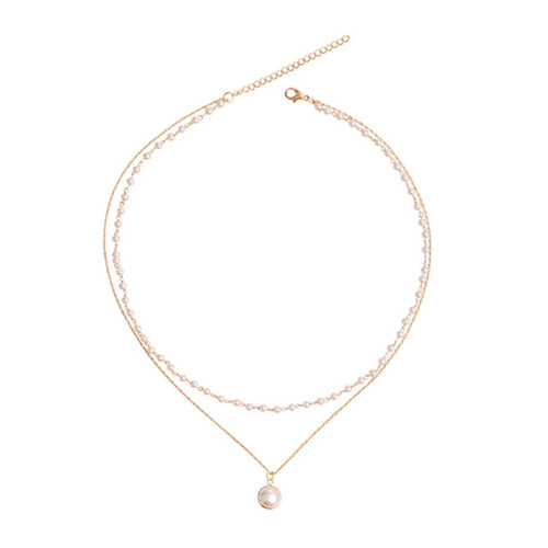 Choker Retro Instagram Simple Double-layer Pearl Necklace for Women Trend Clavicle Chain Short Necklace Collar Necklace Accessory