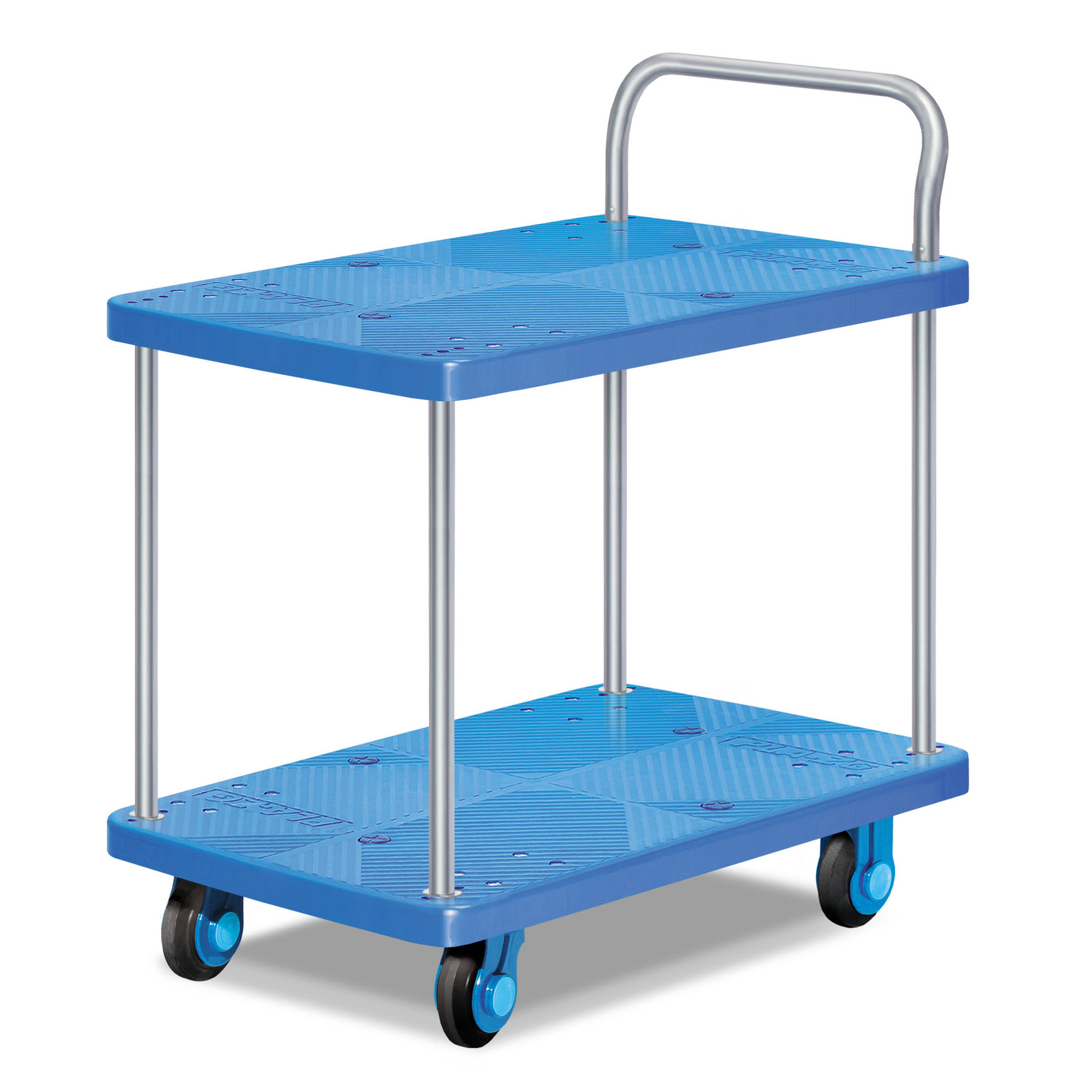 双层手推车静音手推车塑料手推车 双层单扶手手推车 推车批发