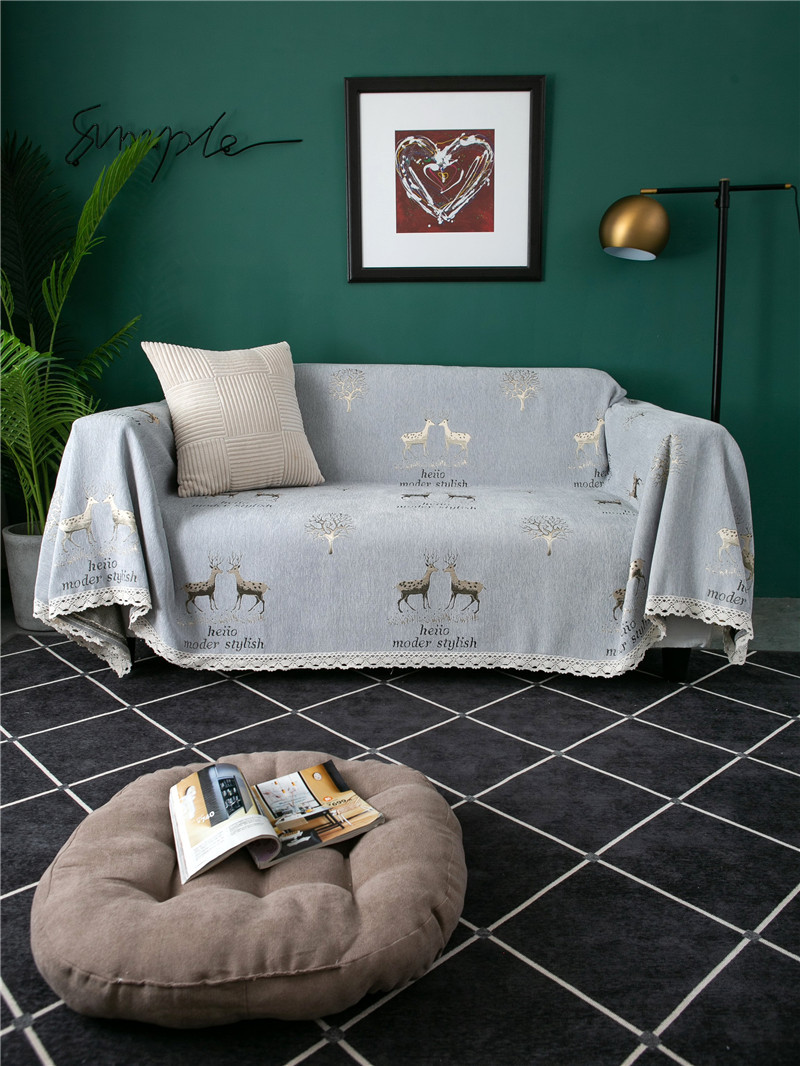 Thickened Chenille Full-cover With Deer Pattern, Non-slip, Elastic, Multi-functional, Suitable For All Seasons, Sofa_voghion.com