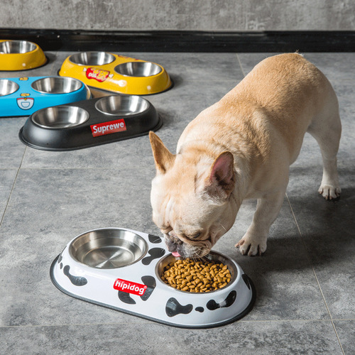 Pet stainless steel dog bowl Teddy food bowl dog bowl feeder double bowl non-slip cat bowl water bowl dog food supplies