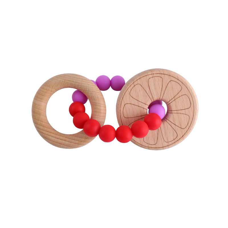 Nueva DIY creativo Beech anillo de haya flor juguete teether Seguridad Protección del Medio Ambiente silicona pulsera teether stick