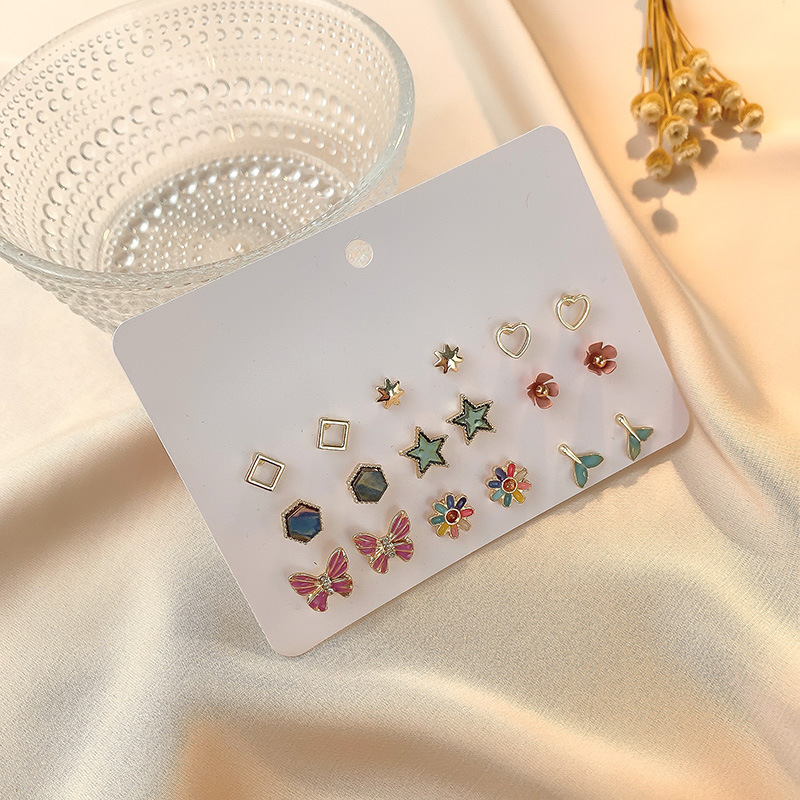 Korean Stud Earrings Set New Earrings Temperament Fashion Earrings Retro Combination Earrings  Wholesale Nihaojewelry display picture 20