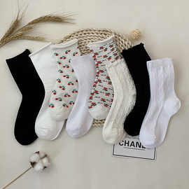 袜子女韩版中筒日系jk洛丽塔软妹子堆堆袜可爱学生网红白色松口袜