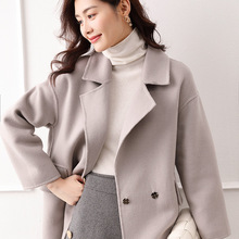 新款女中款雙面羊絨呢子大衣寬松小個子韓版百搭外套