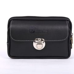 Men's waist bag with belt, PU snap fastener, horizontal and vertical zipper phone bag anti-theft slim wallet, street stall leather waist bag