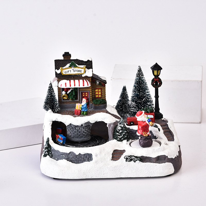 厂家直销圣诞i装饰品摆件树脂工艺品礼物创意圣诞房子家居小礼品