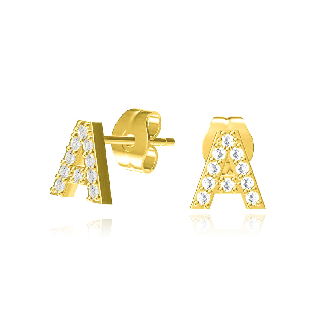 Hot-selling New Letter 26 English Copper Letters Zircon Earring For Women display picture 26