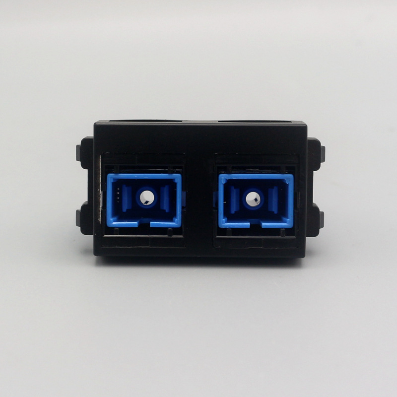 黑色128型双SC光纤插座模块SC法兰盘耦合器 二口光纤面板地插模块