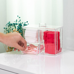化妝棉桌面收納盒梳妝檯化妝分格收納棉簽透明塑料整理盒批發