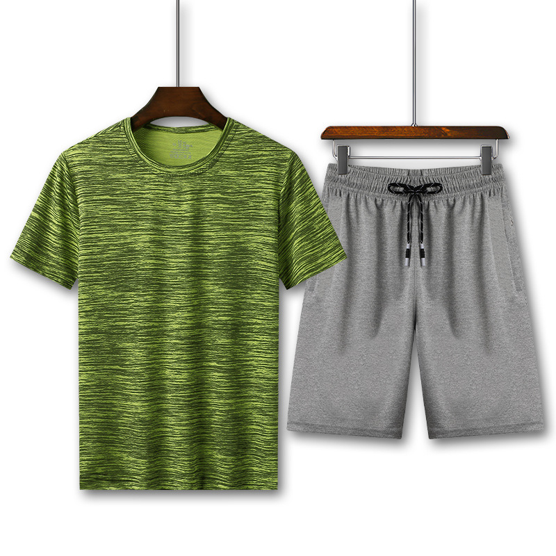 2019 hombre traje casual de verano gran camiseta de mangas cortas coreana delgada pantalones cortos de entrenamiento de secado rápido moda