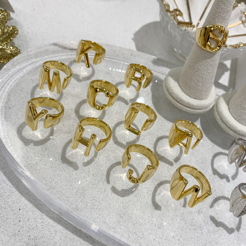 Korean Dongdaemun English letter ring women's open index finger ring fashion light luxury personality European and American exaggerated trend