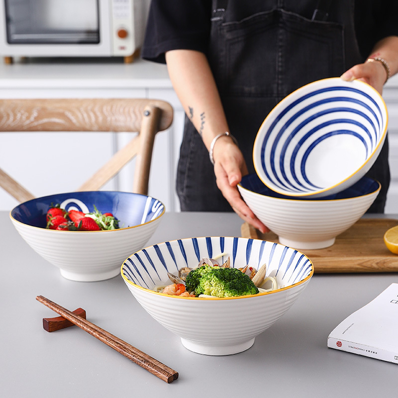 大號面碗拉面碗日式手繪陶瓷餐具家用面館面條泡面鬥笠碗湯碗單個