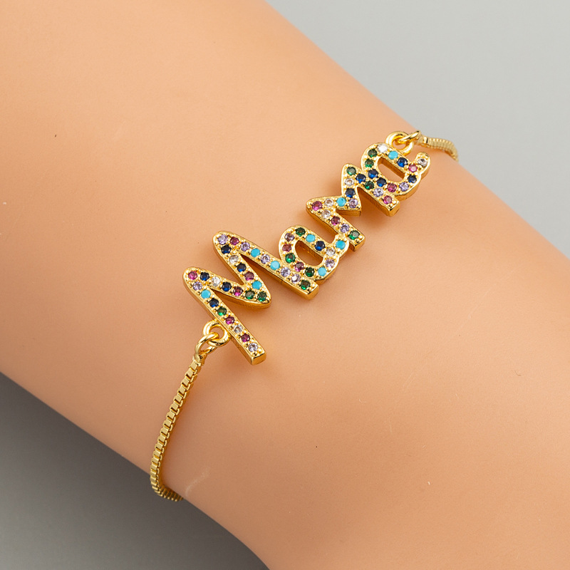 European and American Fashion Ins All-Match Micro Inlaid Zircon Pull Bracelet Female Student Color C