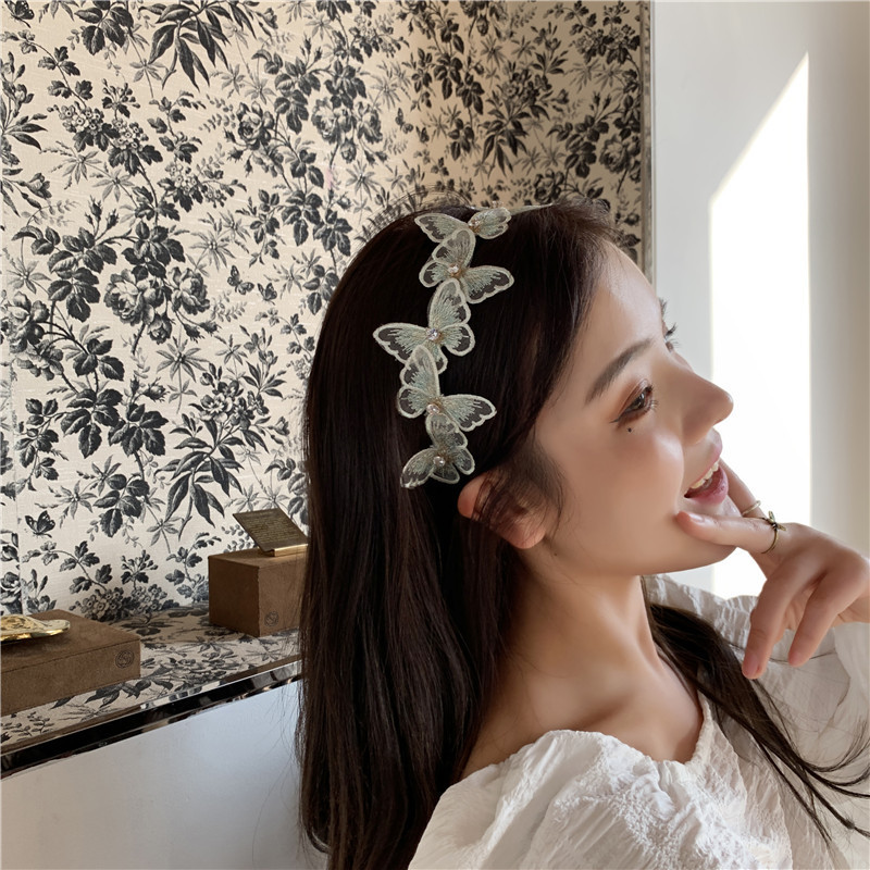 Fashion Butterfly Alloy Lace Inlay Artificial Pearls Hair Band 1 Piece display picture 2