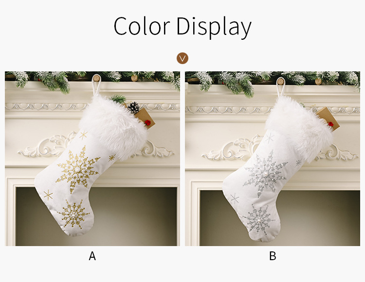 Christmas Decoration Flannel Pearl Snowflake Christmas Socks display picture 1