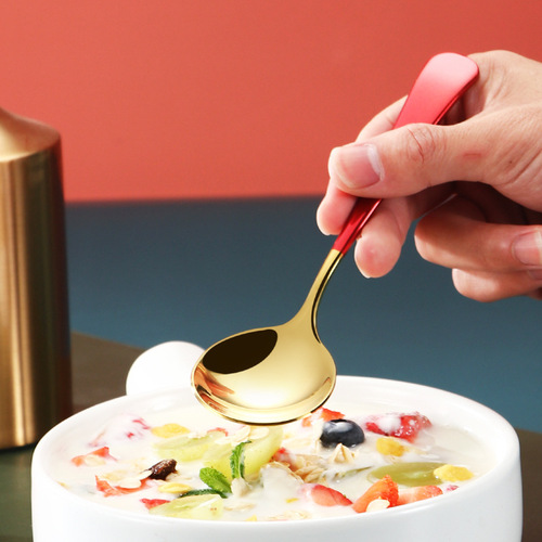 Spoon creative cute 304 stainless steel household Internet celebrity European short-handled spoon children's eating spoon small spoon