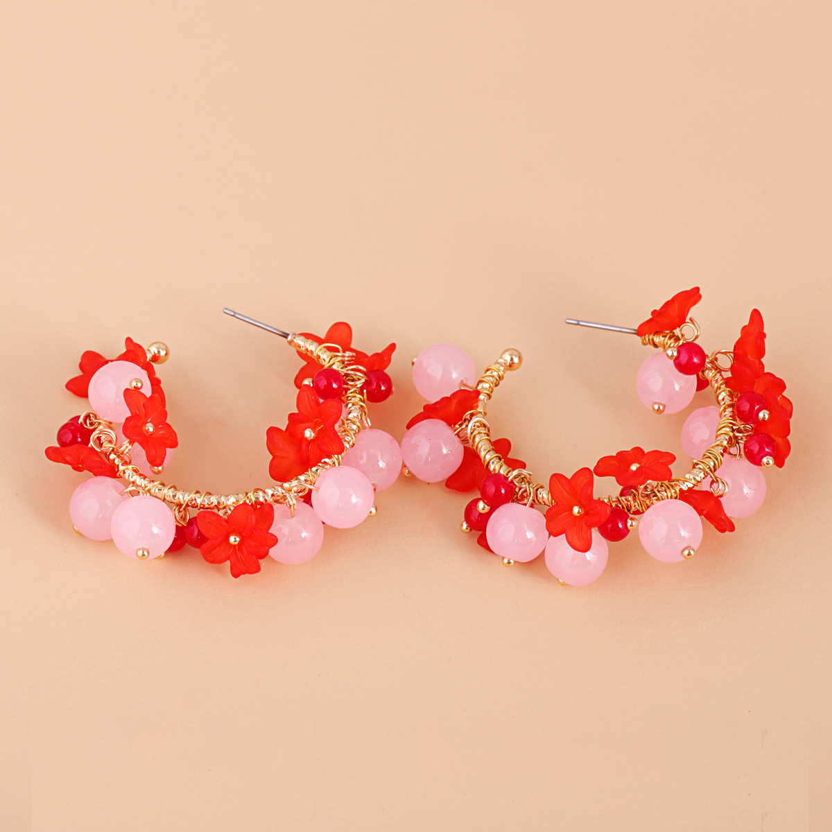 Flower C-shaped Earrings display picture 9