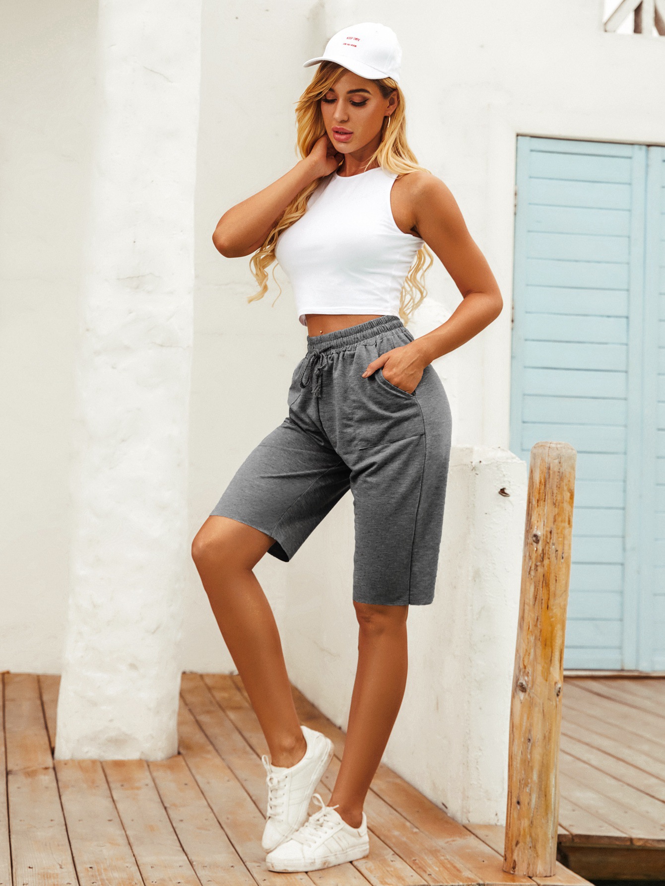 Mujeres retro de cintura alta deportes casuales quinto pantalones nihaostyles ropa al por mayor NSJM79880