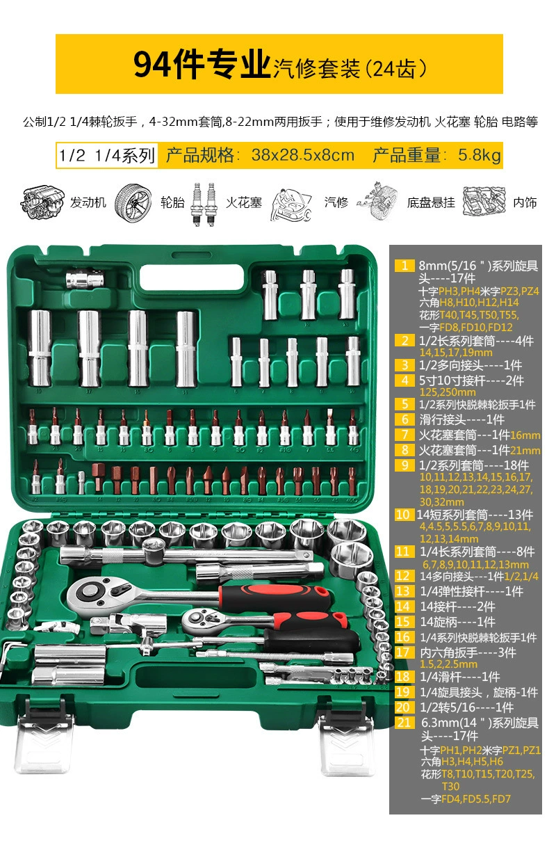 Universal tool set — wrenches & ratchets with gloves and accessories, multiple kit options